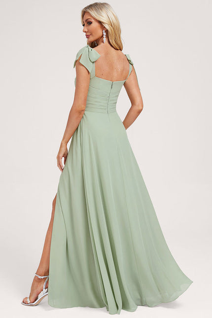Robe Pastel Verte Col Bénitier Longue - gallery 2