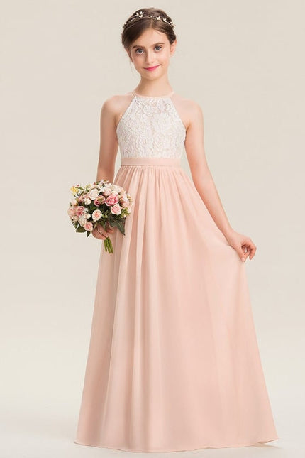 Robe Pastel Rose Demoiselle D'Honneur Longue - gallery 3