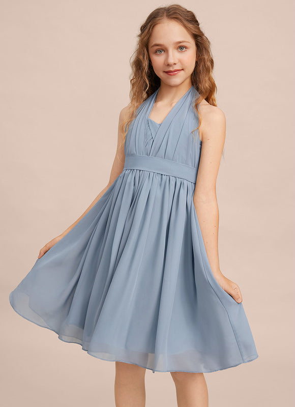 Robe Pastel Décolleté Asymétrique Bleu - gallery 8