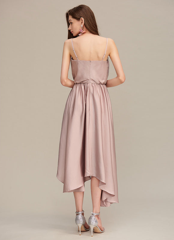 Robe Pastel Beige Col Bénitier Asymétrique - gallery 2