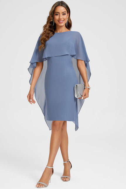 Robe Pastel Bleu Fourreau Col Rond - gallery 6