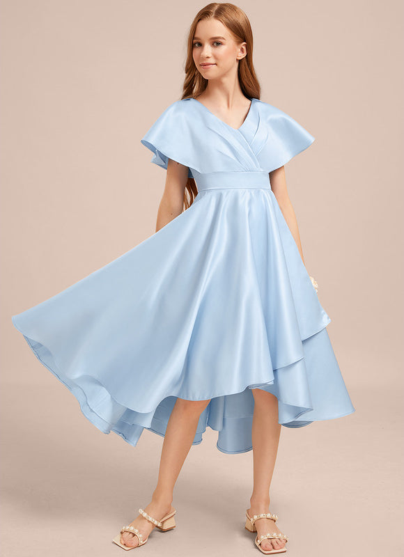 Robe Pastel Bleu Col V Asymétrique - gallery 2