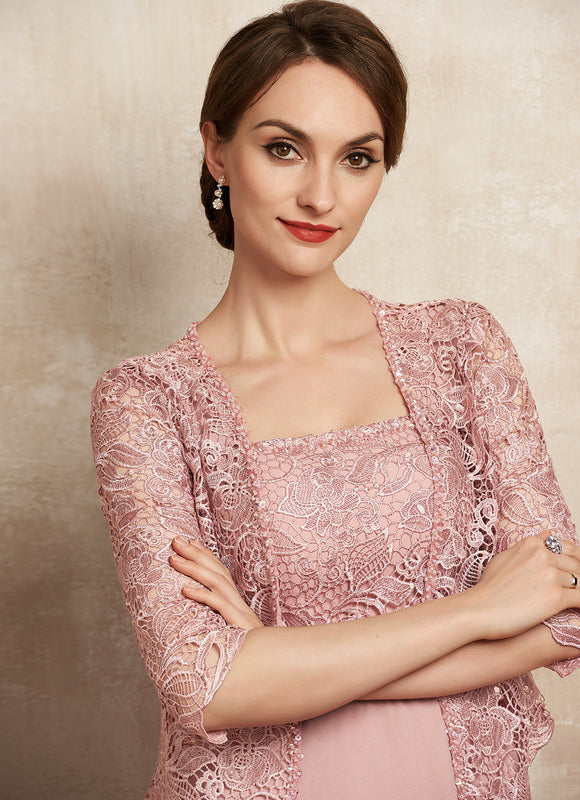 Robe Pastel Rose Mousseline Dentelle Élégante - gallery 1