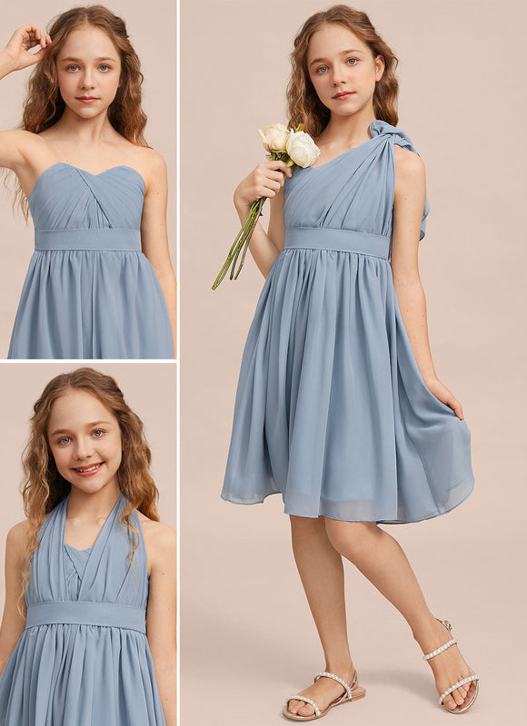 Robe Pastel Décolleté Asymétrique Bleu