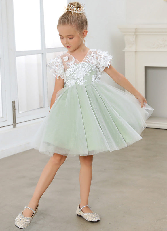 Robe Pastel Verte Dentelle Demoiselle D'Honneur - gallery 1