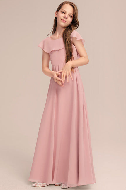 Robe Pastel Rose Demoiselle D'Honneur Volants - gallery 2