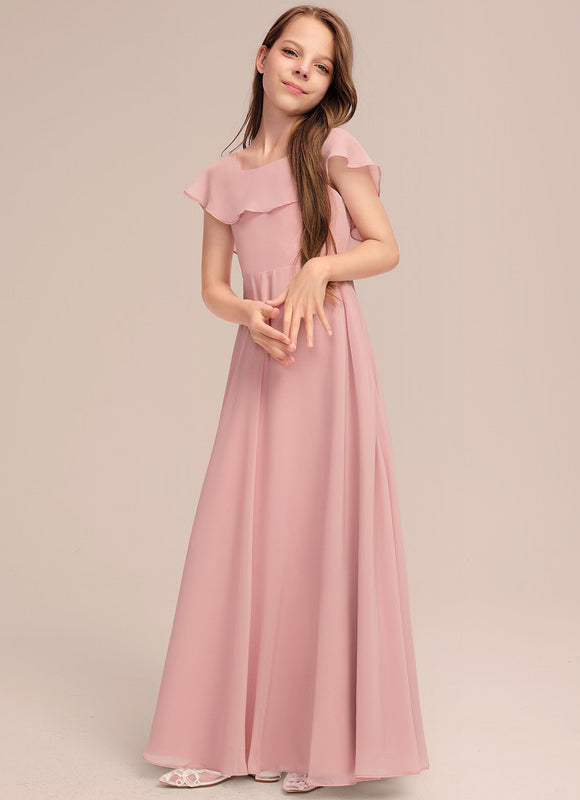 Robe Pastel Rose Demoiselle D'Honneur Volants - gallery 2