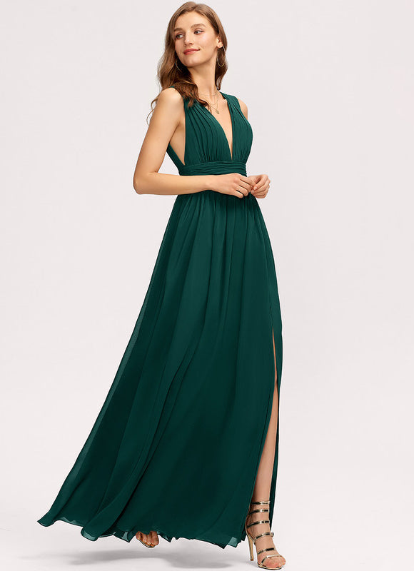 Robe Pastel Bleu Col V Longue - gallery 4
