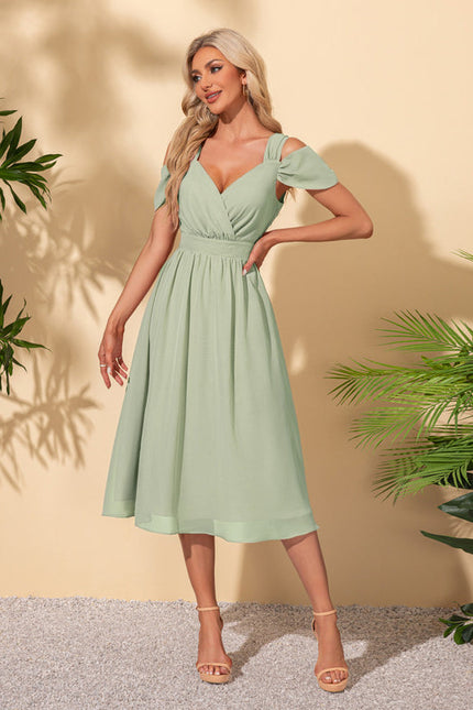 Robe Pastel Verte Col Cœur Midi - gallery 9