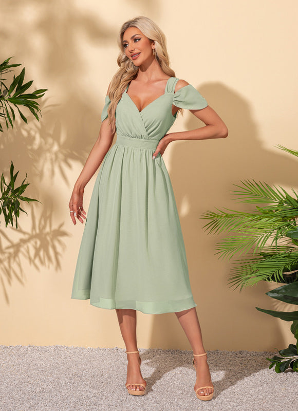 Robe Pastel Verte Col Cœur Midi - gallery 9