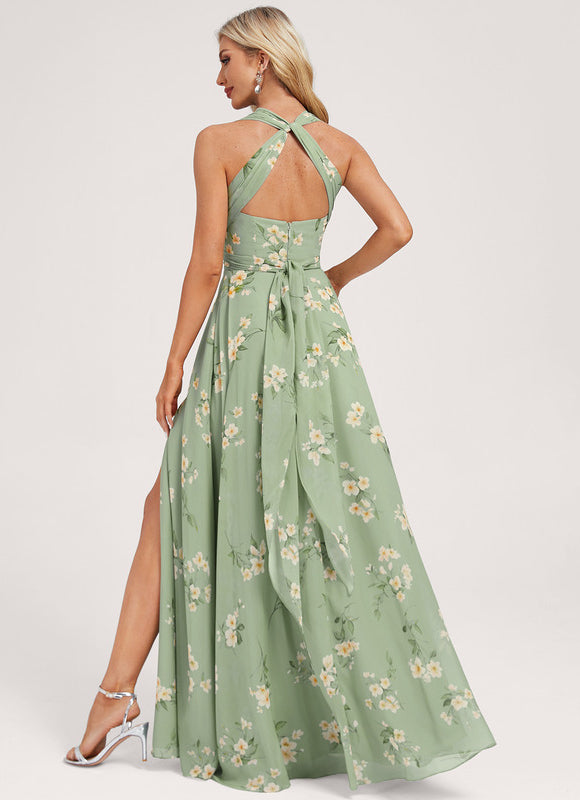 Robe Pastel Rose Trapèze Décolleté Col V - gallery 4