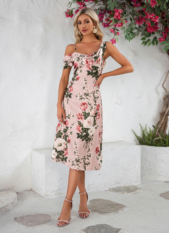 Robe Pastel Fleurie Col Bénitier Rose - gallery 4