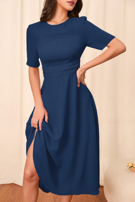 Robe Pastel Verte Col Rond Trapèze - gallery 6