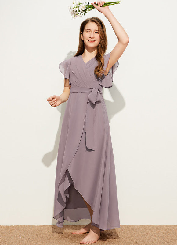 Robe Pastel Lavande Col V Asymétrique - gallery 1