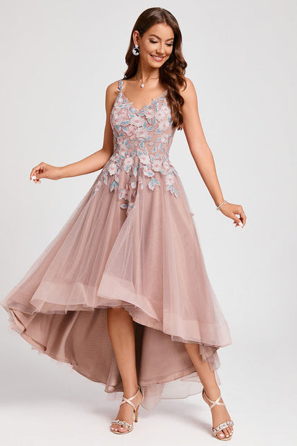 Robe Pastel Rose Floral Dentelle Cocktail - gallery 2