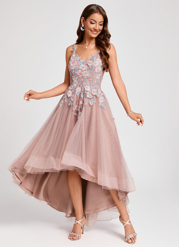 Robe Pastel Rose Floral Dentelle Cocktail - gallery 2