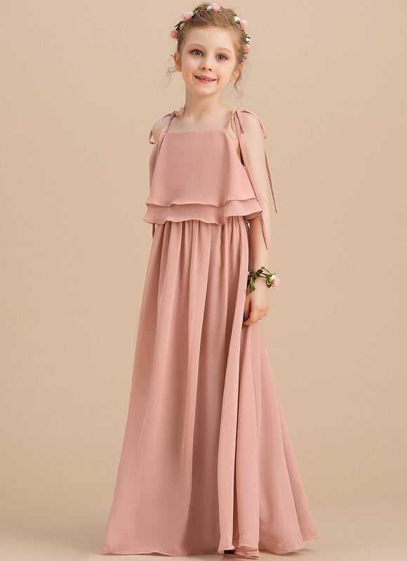 Robe Pastel Longue Fille Rose Mousseline