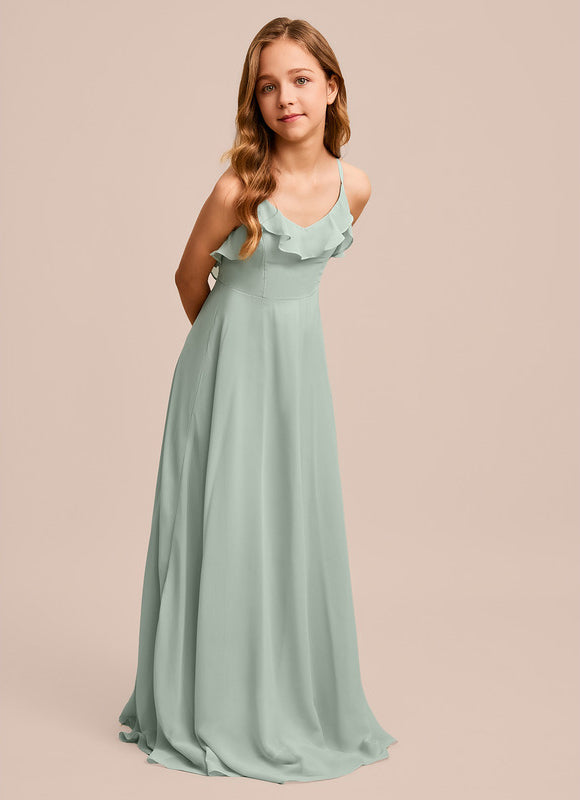 Robe Pastel Verte Col V Longueur Maxi - gallery 5