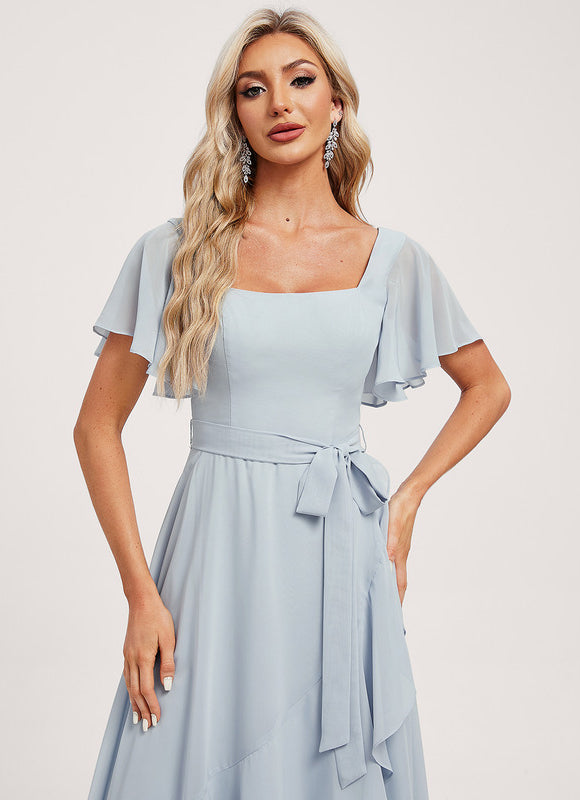Robe Pastel Bleu Ciel Trapèze Asymétrique - gallery 3