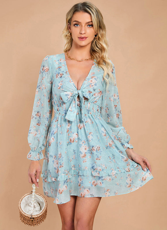 Robe Pastel Fleurie Rose Mini Volants - gallery 6