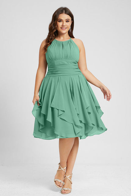 Robe Pastel Verte Trapèze À Volants - gallery 5