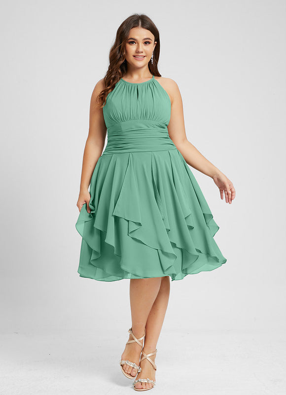 Robe Pastel Verte Trapèze À Volants - gallery 5