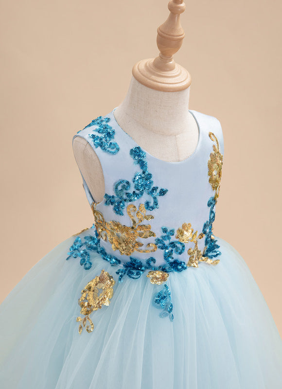 Robe Pastel Bleu Col Rond Princesse - gallery 6