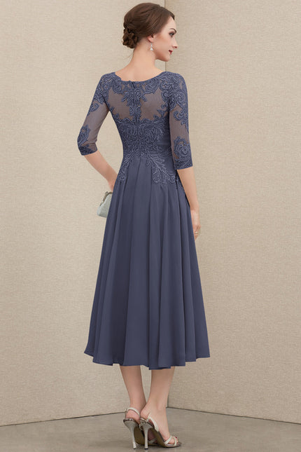 Robe Pastel Grise Chic Longueur Mollet - gallery 7