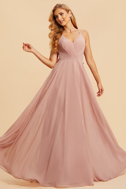 Robe Pastel Rose Demoiselle D'Honneur Élégante