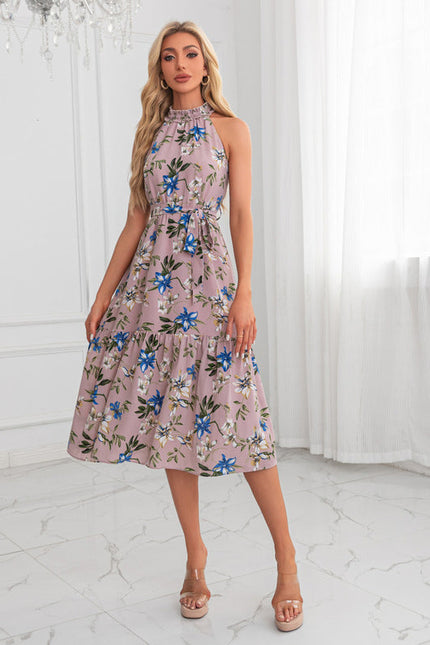 Robe Pastel Rose Imprimé Fleurs Midi - gallery 4