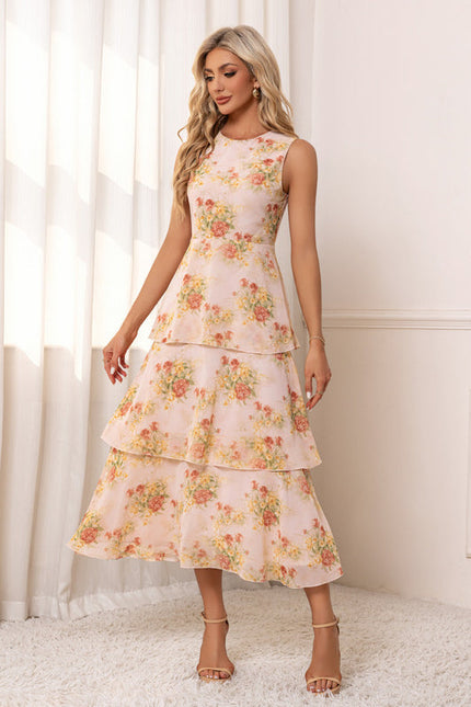 Robe Pastel Rose Volants Imprimé Floral - gallery 3