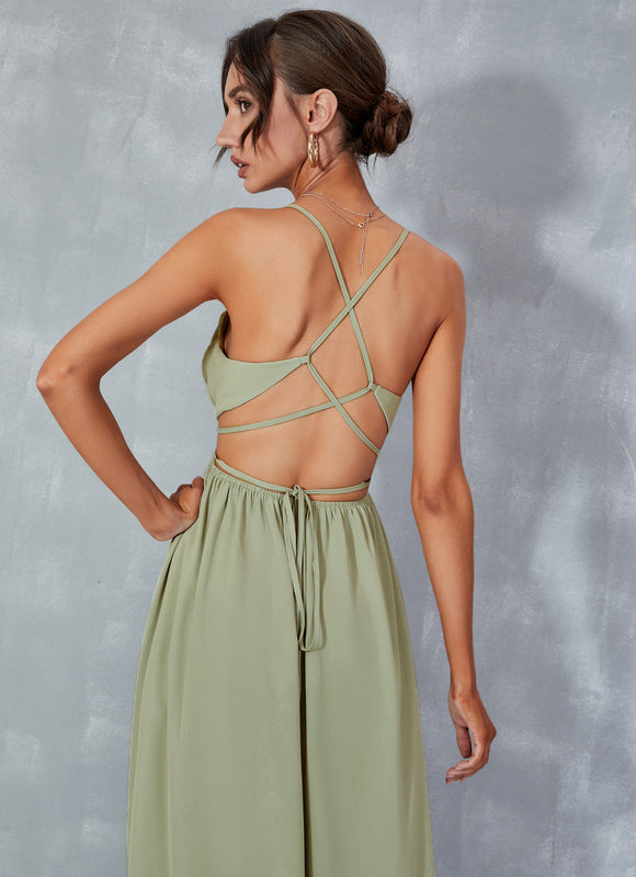 Robe Pastel Vert Mousse Plissée Maxi - gallery 5