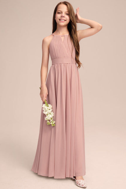 Robe Pastel Rose Demoiselle D'Honneur Trapèze - gallery 4