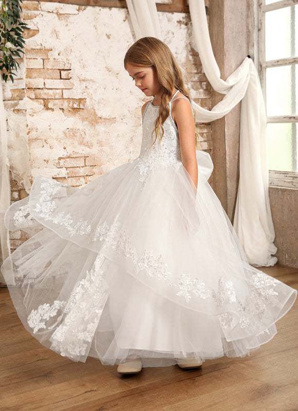 Robe Pastel Demoiselle D'Honneur Blanche Tulle - gallery 8
