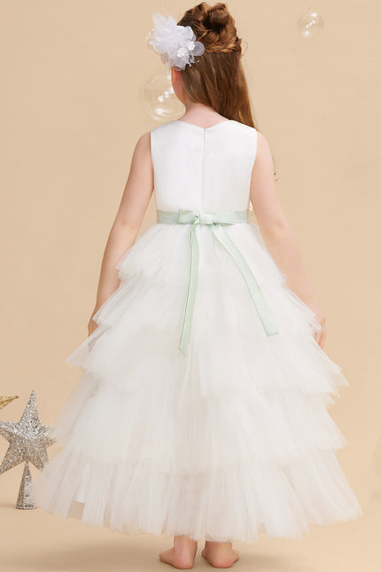 Robe Pastel Blanche Col Rond Asymétrique - gallery 3