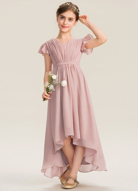 Robe Pastel Rose Trapèze Avec Nœud - gallery 1