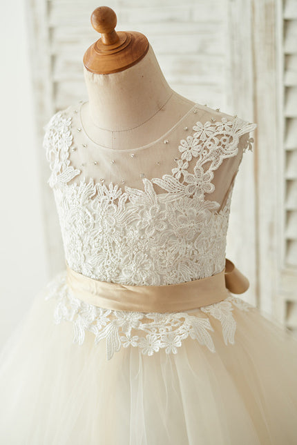 Robe Pastel Ivoire Dentelle Tutu Fille - gallery 4