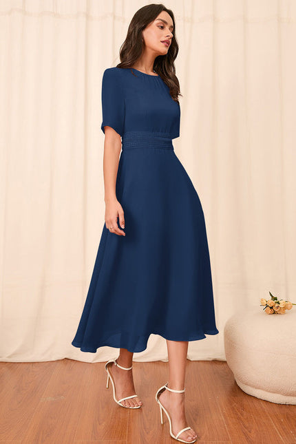 Robe Pastel Verte Col Rond Trapèze - gallery 5