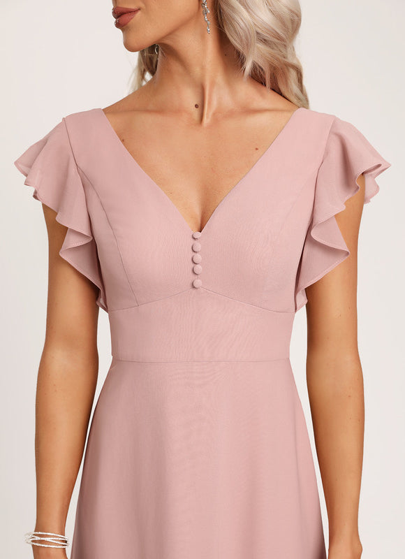 Robe Pastel Bleu Poussiéreux Poudré Demoiselle D'Honneur Élégante - gallery 1