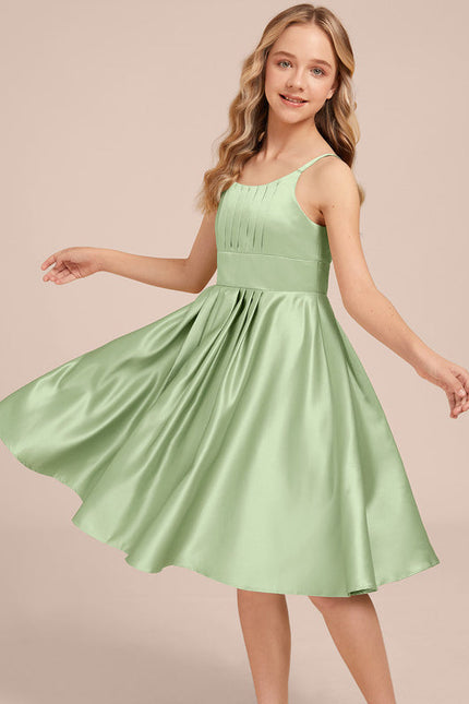 Robe Pastel Verveine Trapèze Satin Junior - gallery 2