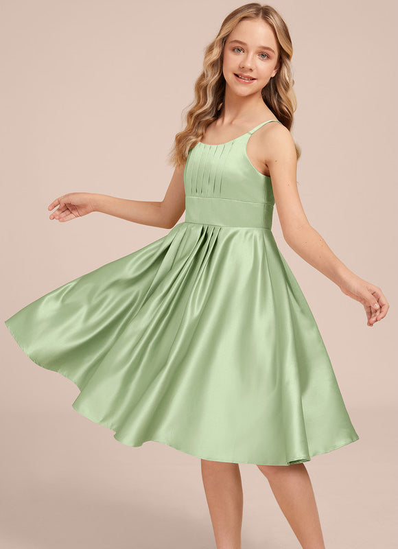 Robe Pastel Verveine Trapèze Satin Junior - gallery 2