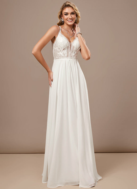 Robe Pastel Blanche Col V Longueur Ras Du Sol
