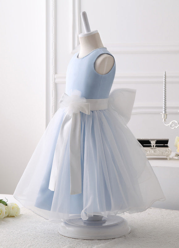 Robe Pastel Bleu Col Rond Longueur Genou - gallery 2