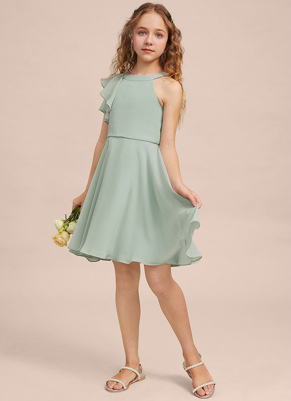 Robe Pastel Vert Menthe Trapèze Mousseline - gallery 1