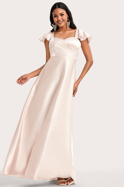 Robe Pastel Rose Satin Demoiselle D'Honneur - gallery 2