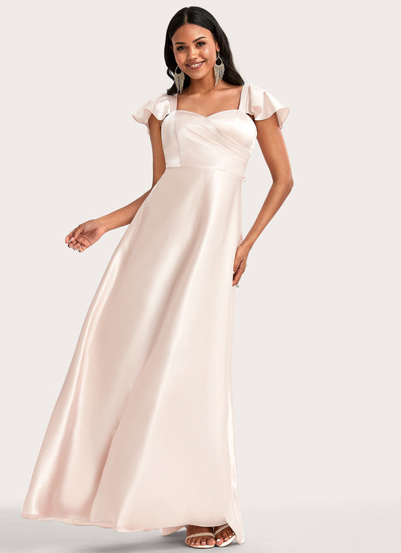 Robe Pastel Rose Satin Demoiselle D'Honneur - gallery 2