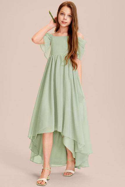 Robe Pastel Vert Mousseline Trapèze Junior - gallery 3