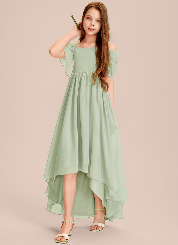 Robe Pastel Vert Mousseline Trapèze Junior - gallery 3