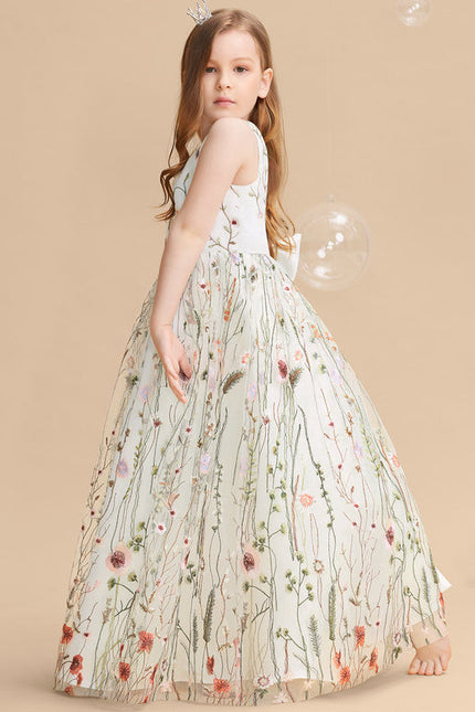 Robe Pastel Verte Dentelle Fleuri Fille Mariage - gallery 6