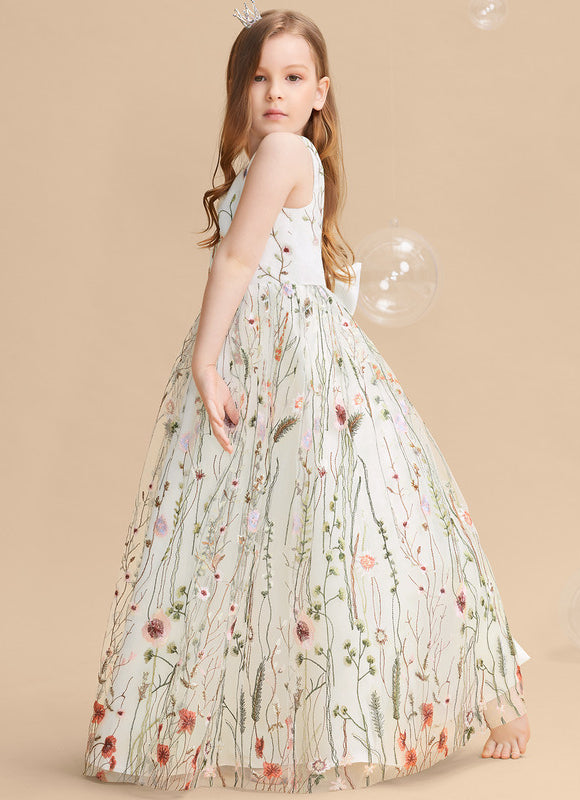 Robe Pastel Verte Dentelle Fleuri Fille Mariage - gallery 6